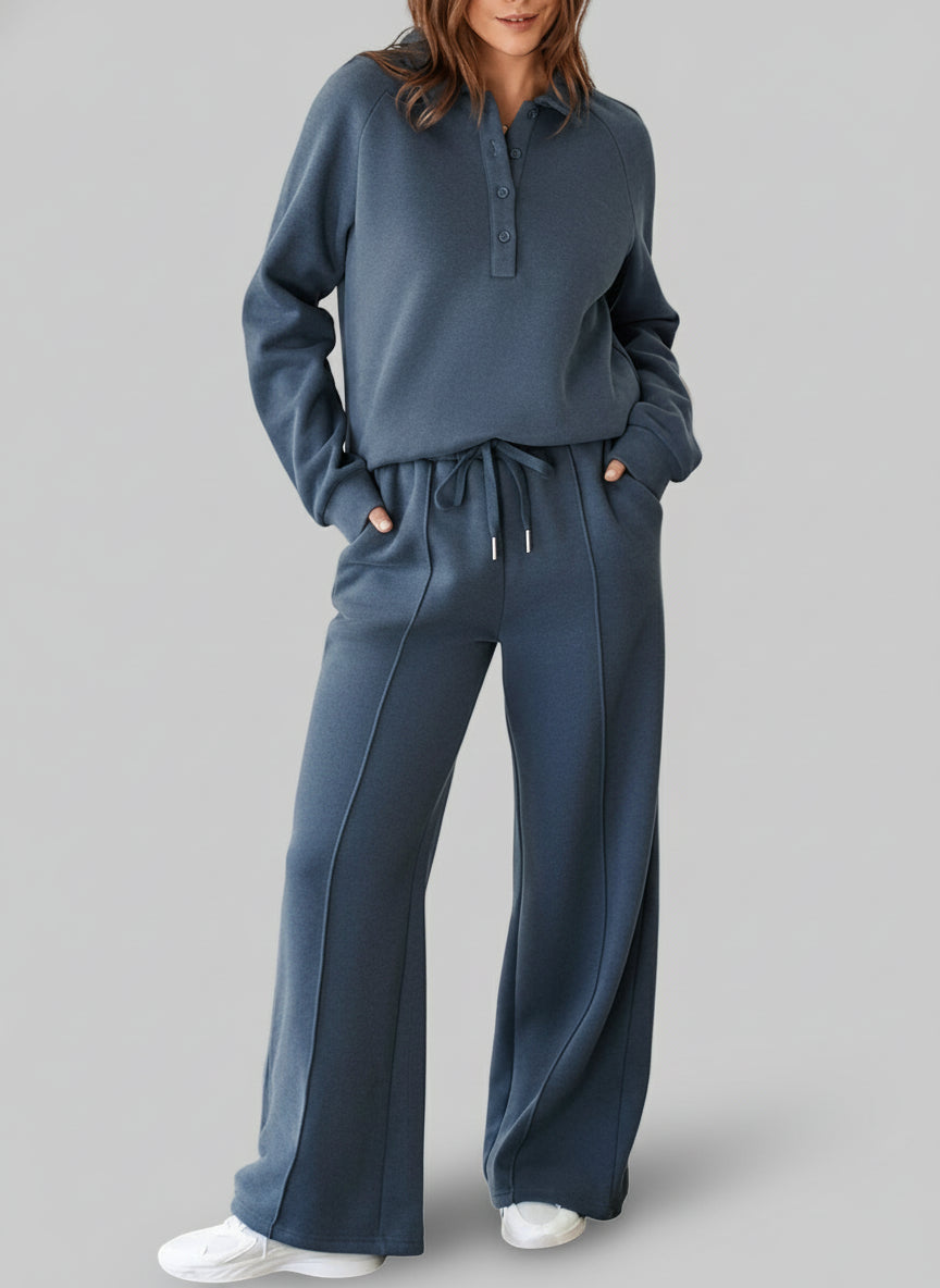 Ash Blue Sweatshirt and High Waist Matching Pants