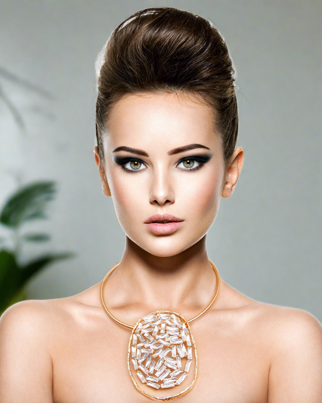 Baguette Crystal Gold Choker Set