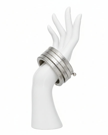 Bangle Silver Coiled Taborgas Style Spring Bracelet