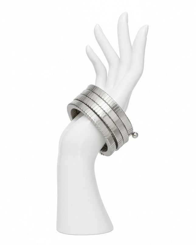 Bangle Silver Coiled Taborgas Style Spring Bracelet