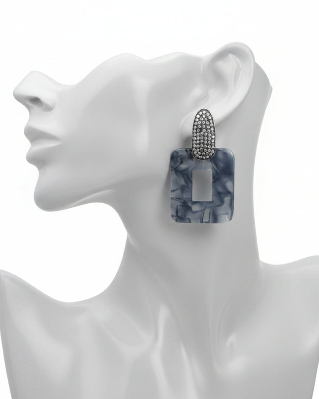 Black Marbled Stone Earrings for women