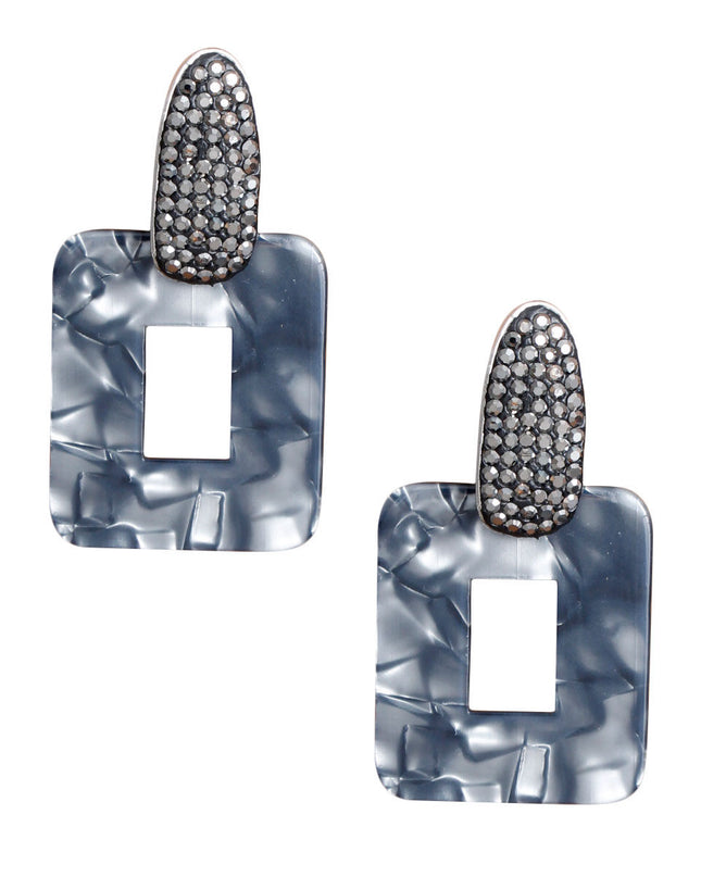 Pair of Black Marbled Stone Earrings for women