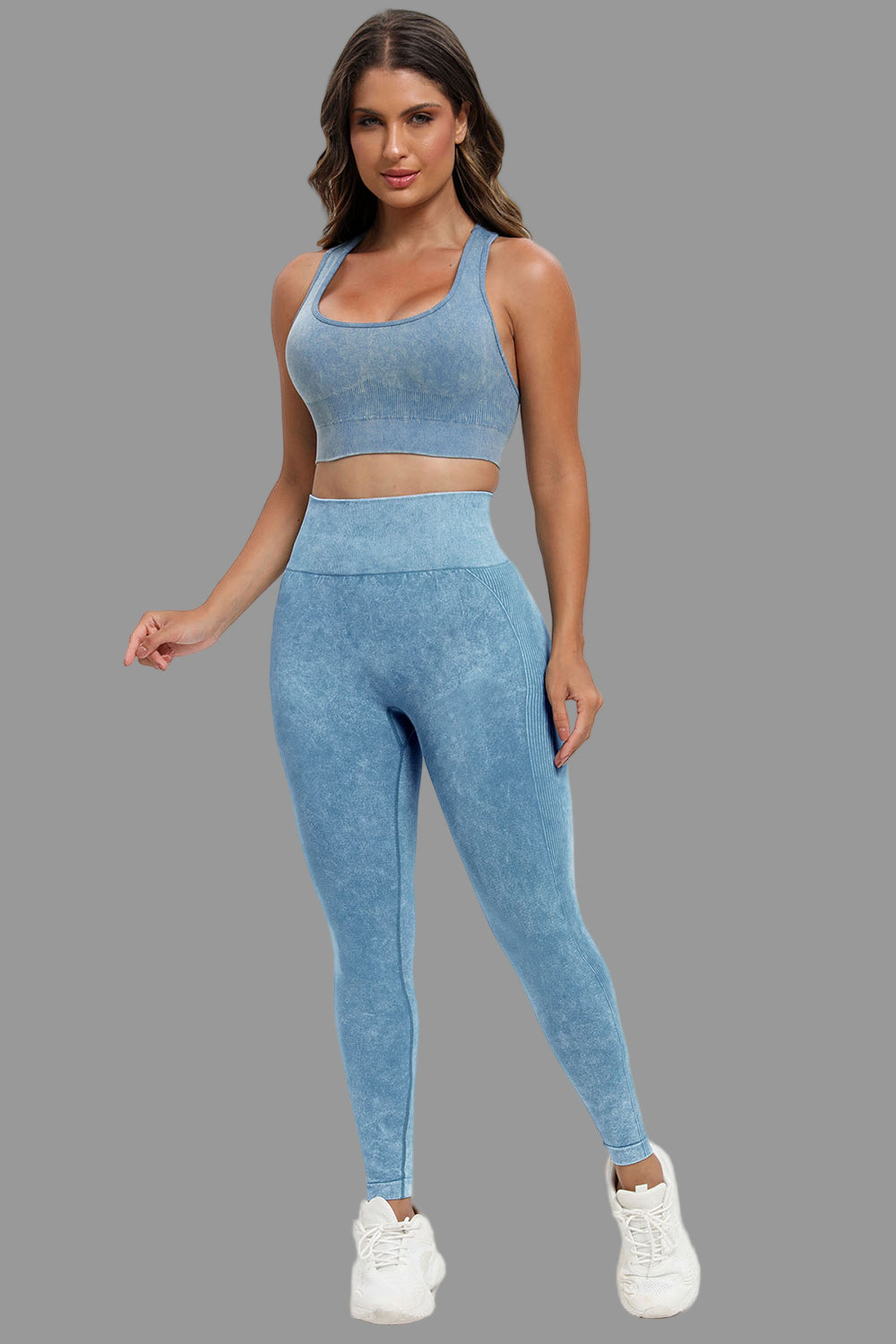 3 Piece Washed Square Neck Wide Strap Active Set