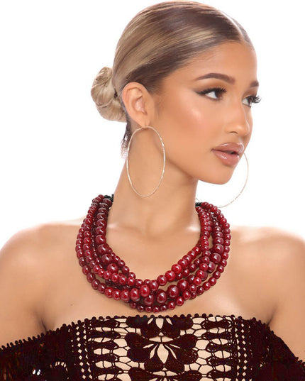 Burgundy Bead Necklace