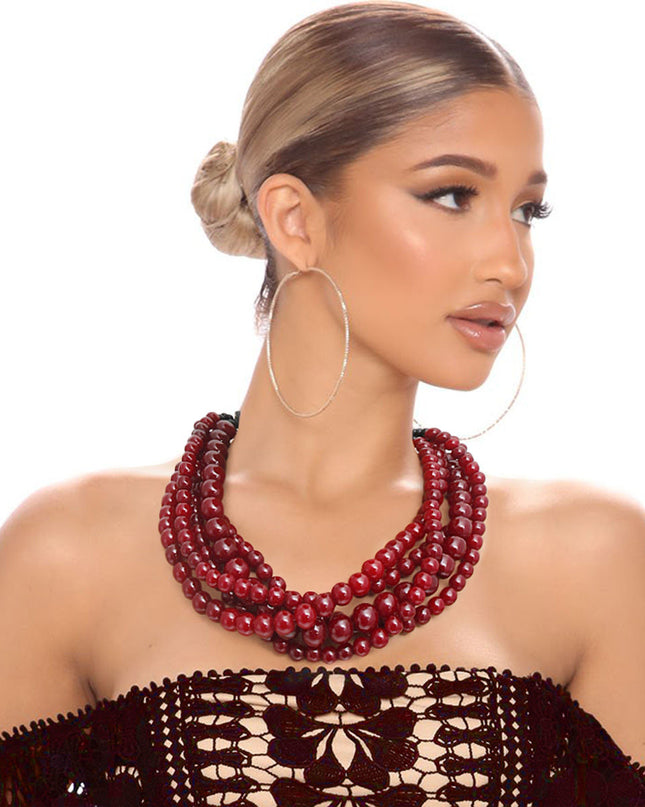 Burgundy Bead Necklace