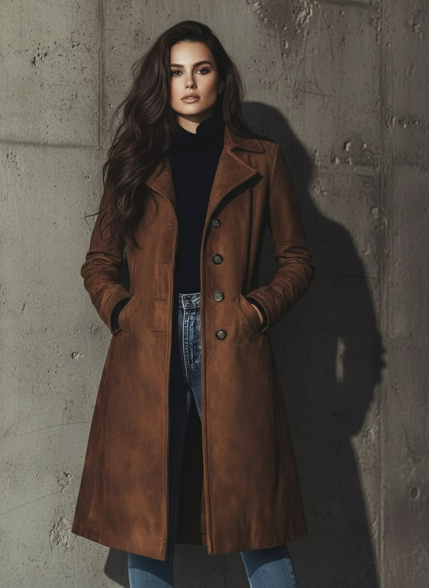 Brown Button-Up Trench Coat