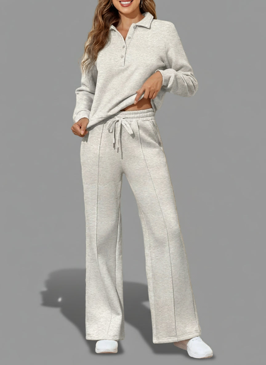 Gray Collard Sweatshirt and High Waist with matching Pants