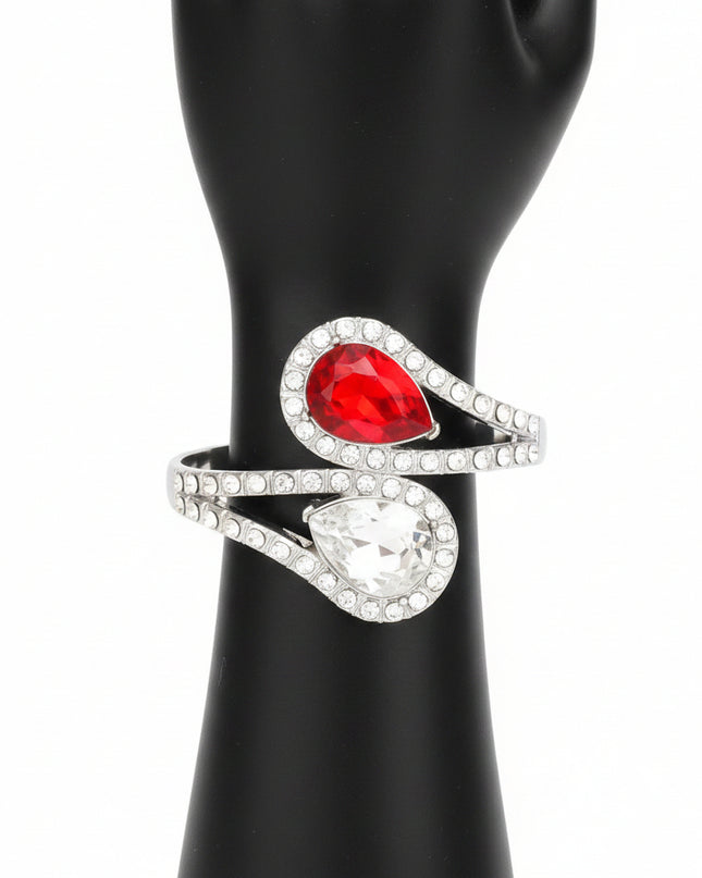 DST Red and Clear Teardrop Crystal Cuff Bracelet