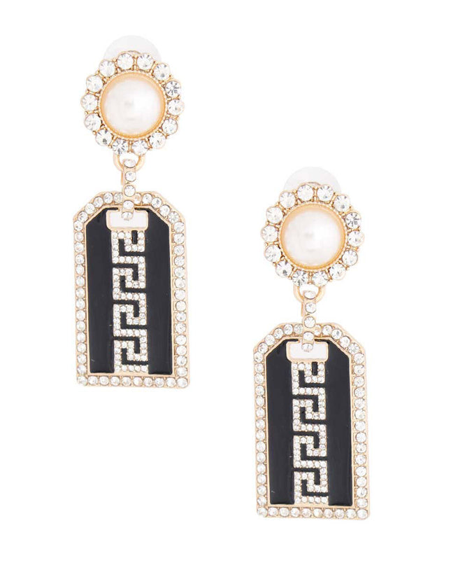 Gold Greek Tag Earrings