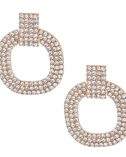 Gold Pave Squared Earrings