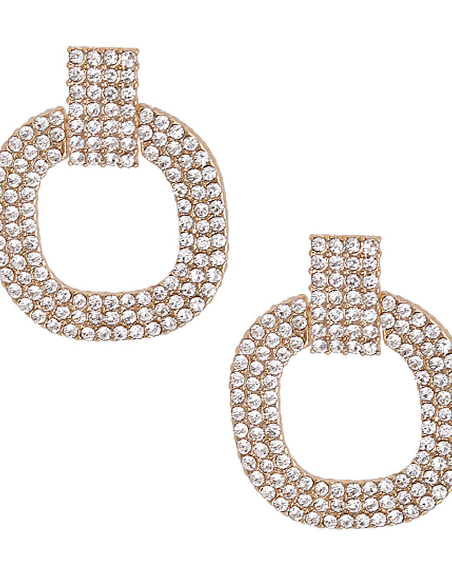 Gold Pave Squared Earrings