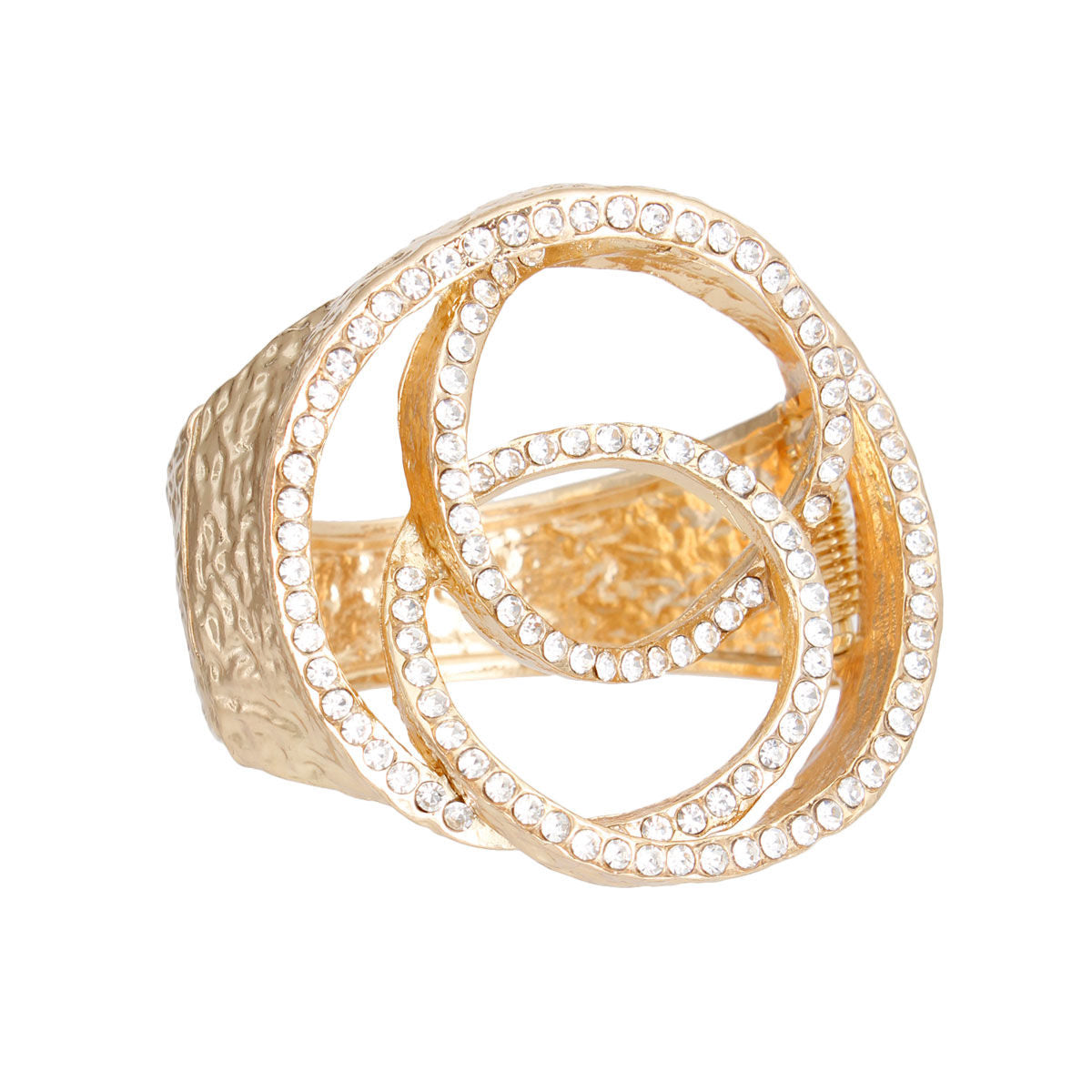 Gold Rhinestone 3D Hinge Cuff for Women