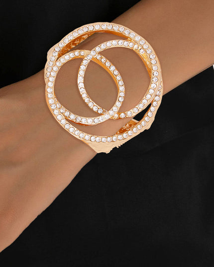 Gold Rhinestone 3D Hinge Cuff