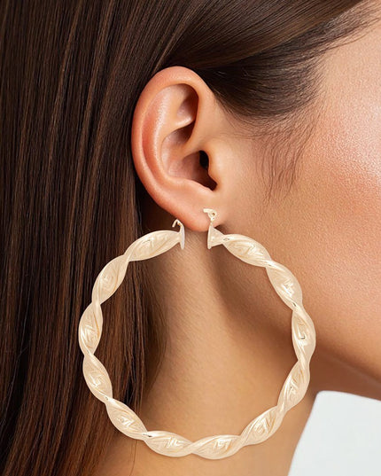 Hoop Gold Twisted Greek Key Earrings for Women