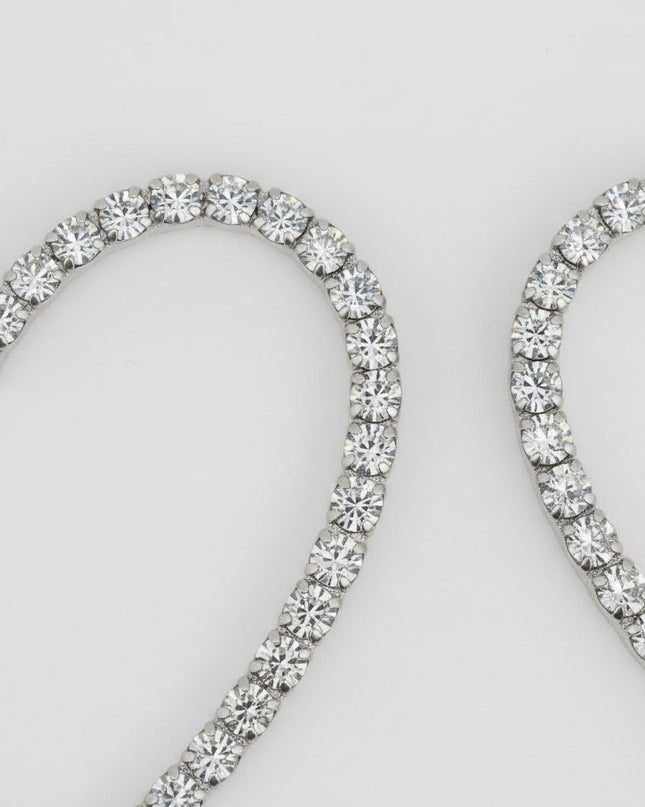 Close-up look Hoop Sweet Sparkle Silver Heart Stone Earrings