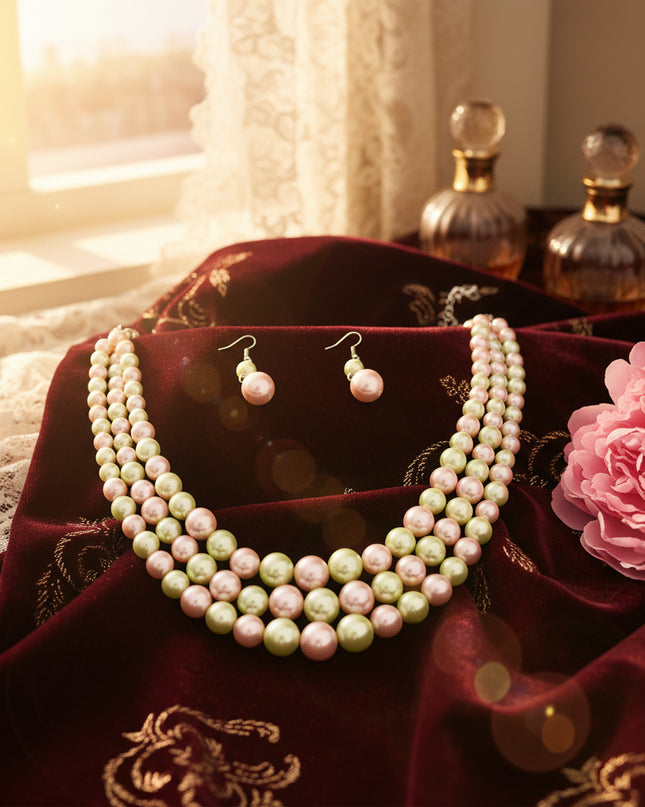  Light Pink Green 3 Layered Pearl 