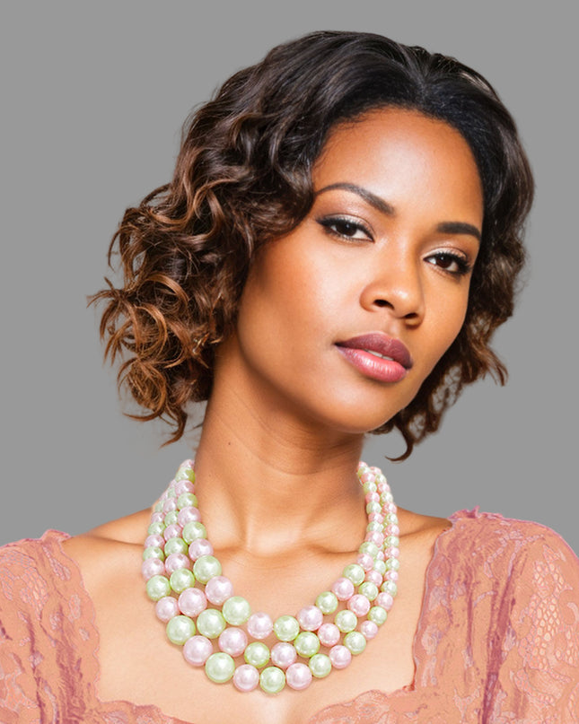 Light Pink Green 3 Layered Pearl Sorority