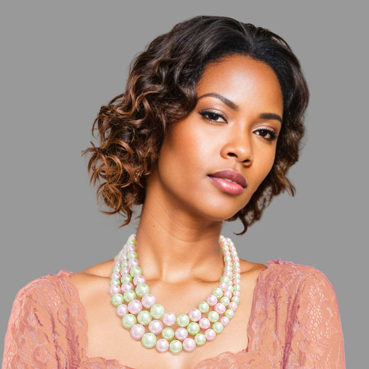 Light Pink Green 3 Layered Pearl Sorority