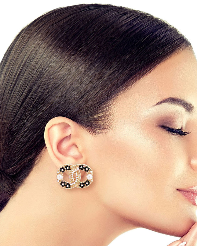 black stone earrings,gold matal,woman earrings