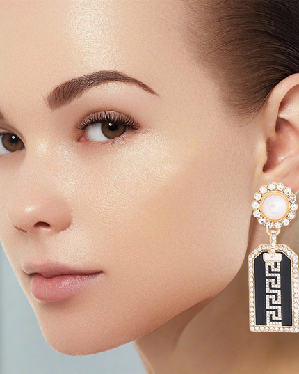 Gold Greek Tag Earrings