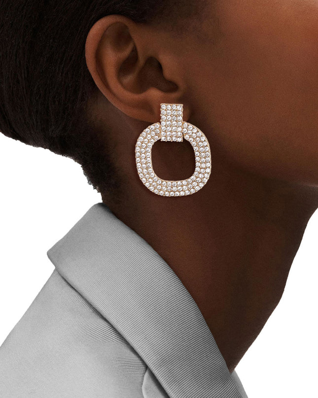 Gold Pave Squared Earrings