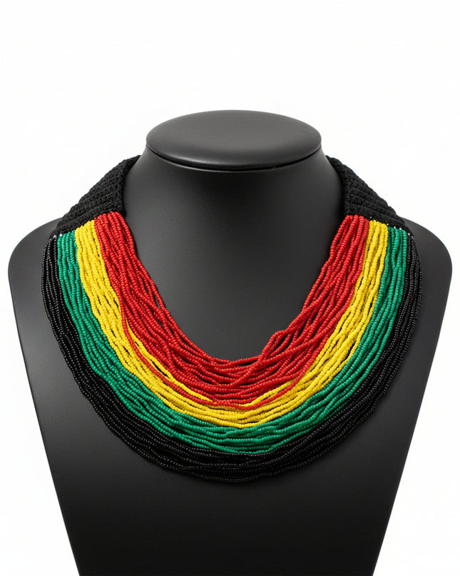 Pan-African Flag Colorblock 100 Strand Necklace