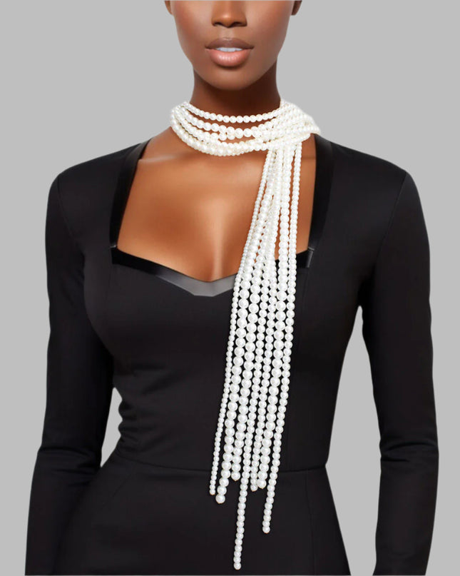 Pearl Cream Adjustable Knot Necklace for Women