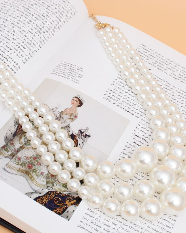 Pearl Necklace Cream Bubble Gum 3 Layer for Women