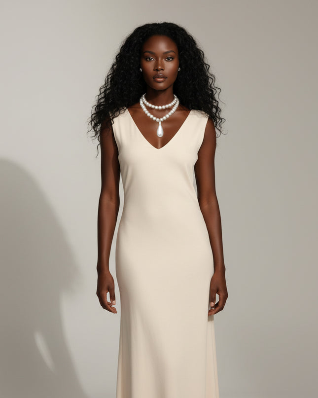 Women's Pearl Teardrop Double Layer Necklace Featuring Chunky 3D Teardrop Pendant. Necklace Measures 2.5" x 1". Includes 15" Necklace and 20" Necklace. Can be Worn Together or Separately. Lobster Clasp Closure. Includes Matching Domed Stud Post Backing Earrings.