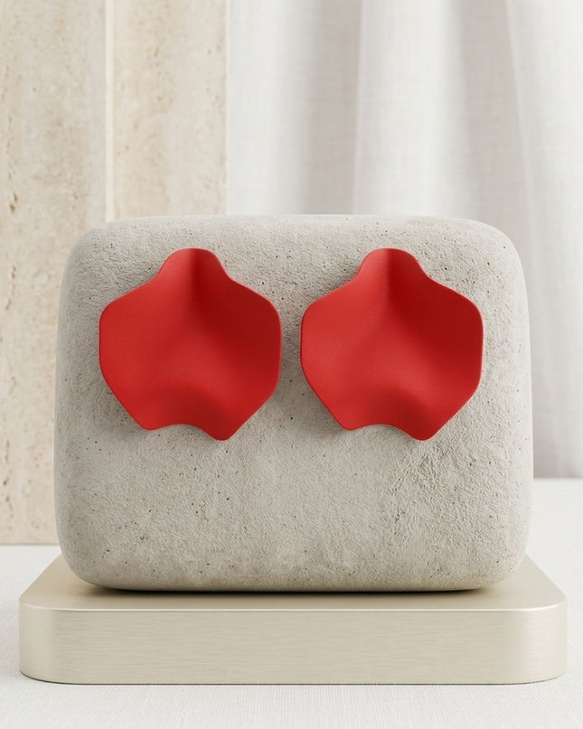 Red Matte Coating Sculpted Stud Earrings