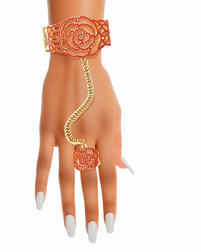Bracelet Red Rose Stone Hand Chain for Women