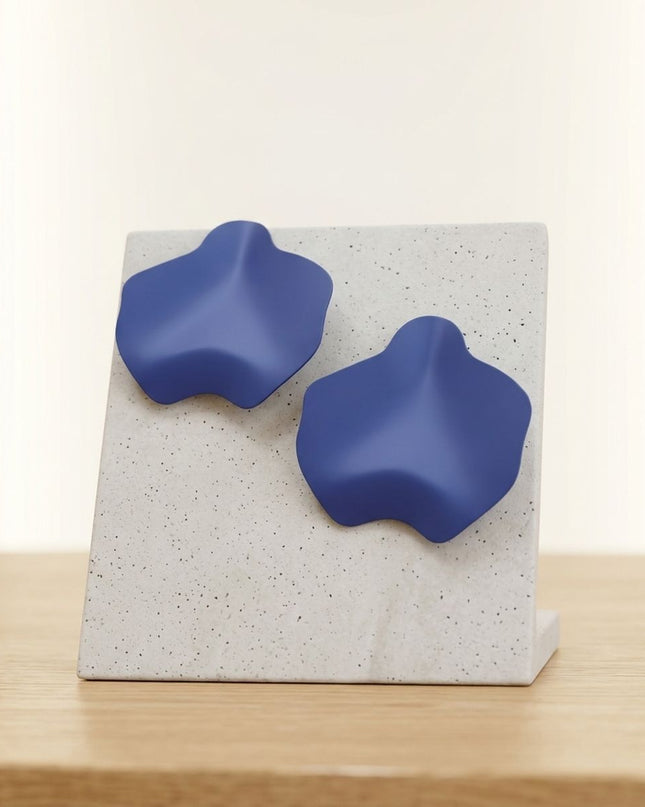 Royal Blue Matte Coating Sculpted Stud Earrings