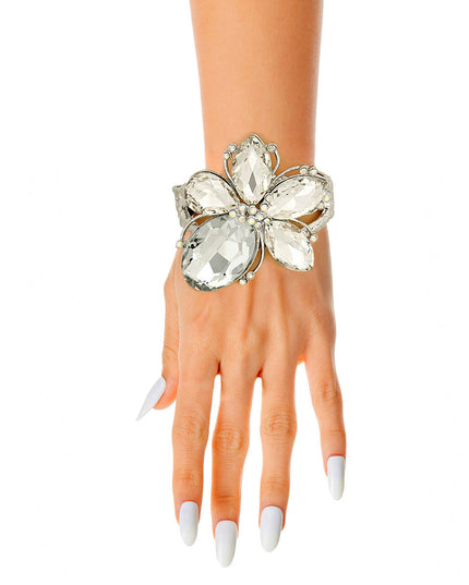 Silver Clear Crystal Cuff