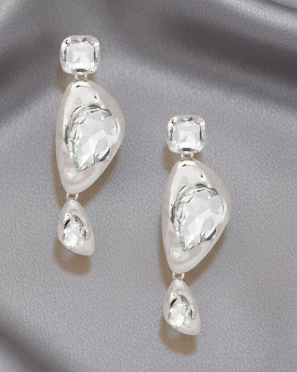 Glamour Silver Glass Crystal Earrings and Radiant Cut Crystals. 