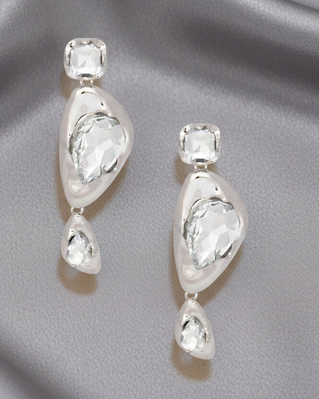 Glamour Silver Glass Crystal Earrings and Radiant Cut Crystals. 