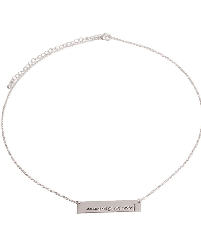 Silver Amazing Grace Plate Necklace