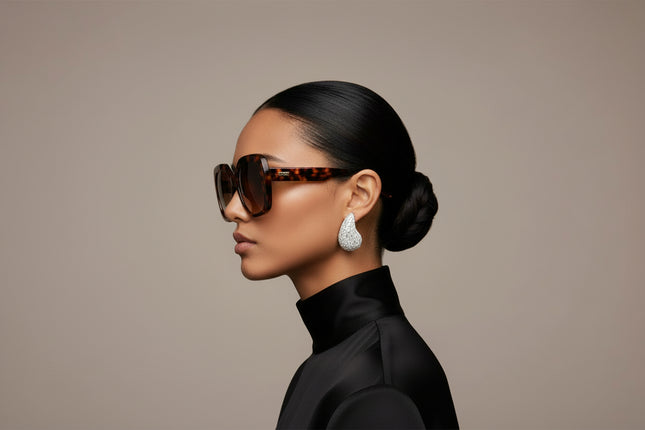 Women's Stud Earrings Large Chunky Silver Clear Baguette Rhinestone Embellished Teardrop Earrings for Women.