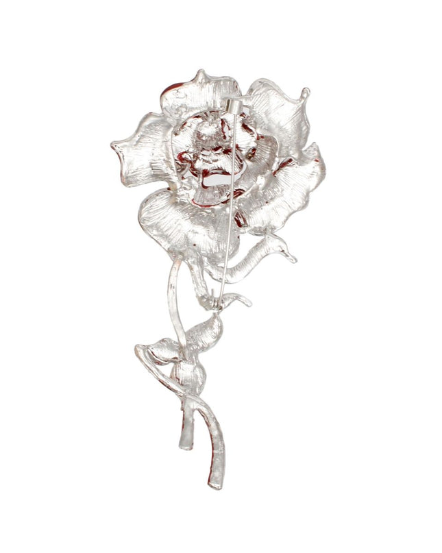 Sparkle Red Rose Blooming Brooch