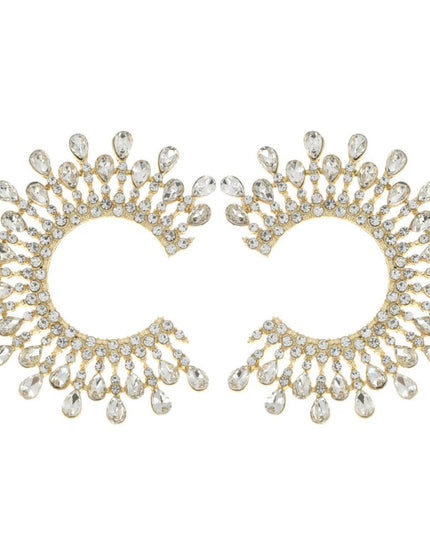 Stud Medium Gold C Shape Stone Earrings for Women
