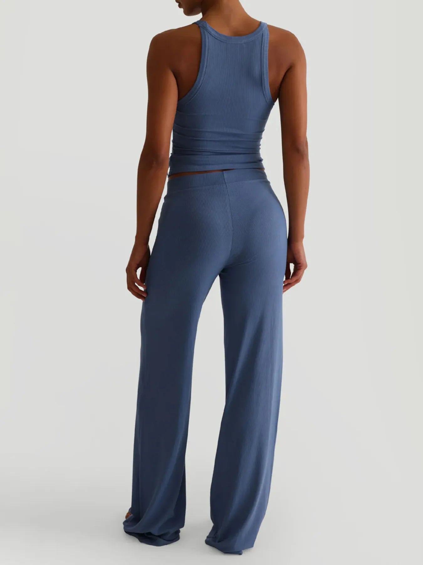 Ash Blue Tank-Top and High Waist Pants Activewear