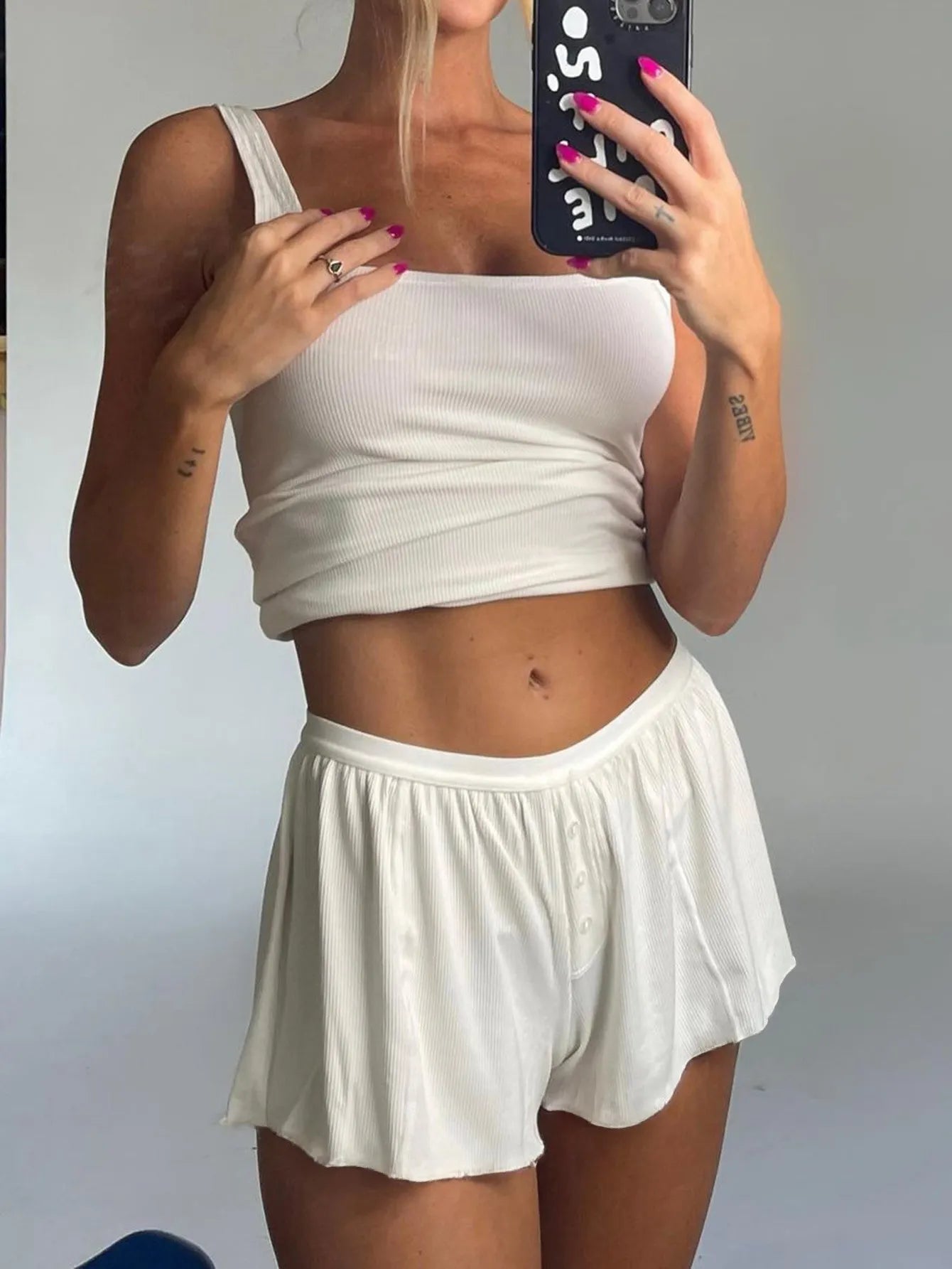 White tank top and shorts