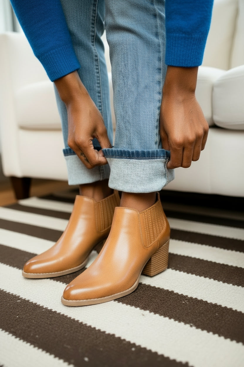 These Mid-Size Thermal Bootcut Jeans seamlessly blend style and warmth for a practical yet trendy look. Crafted from a thermal fabric, they provide both comfort and insulation during cooler seasons. 