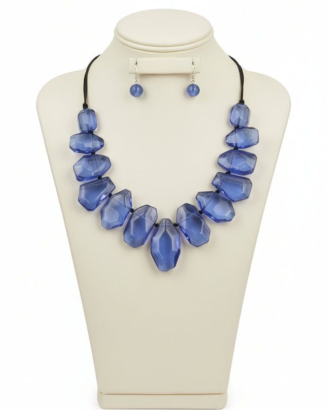 Toggle Chunky Royal Blue Bead Cord Tribal Necklace