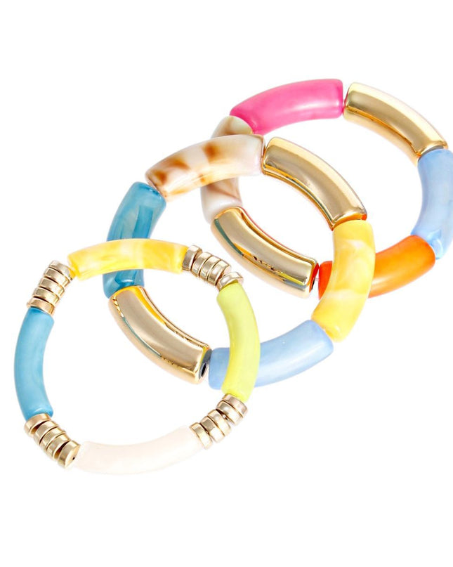 Multi Color Tube Stretch Bangle Set