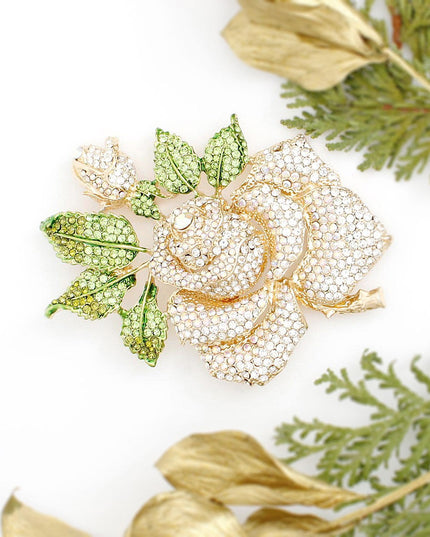 XL Gold Rose Brooch for Women