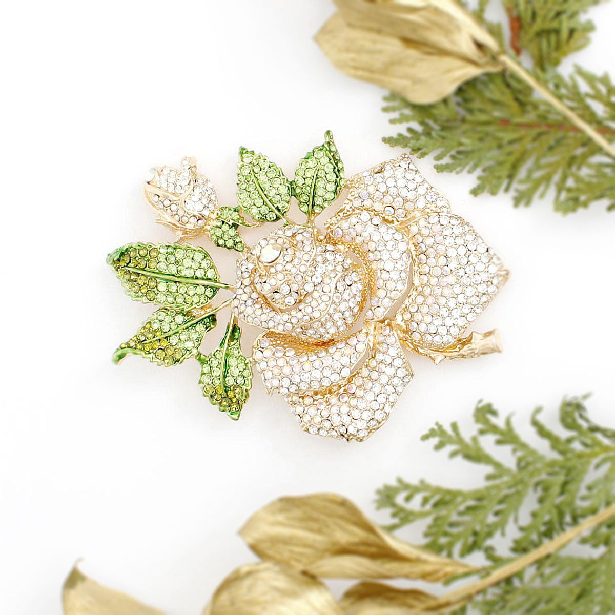 XL Gold Rose Brooch for Women