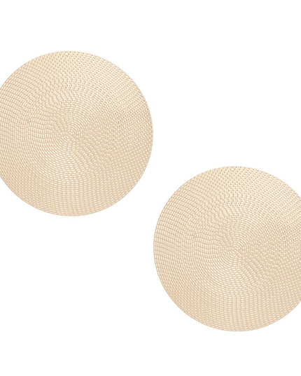 Women's Stud Earrings. XL Tribal Textured Gold Metal Disc Stud Earrings. Eye-catching and Bold.