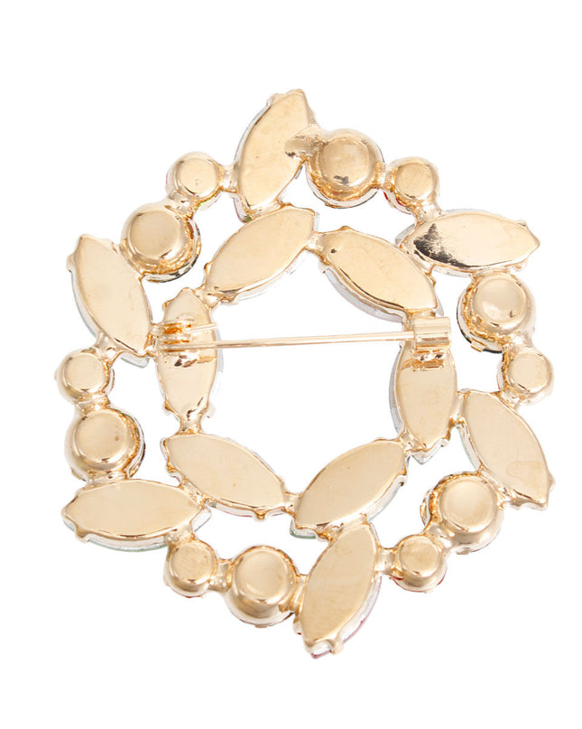 Brooch Xmas Crystal Wreath Pin for Women