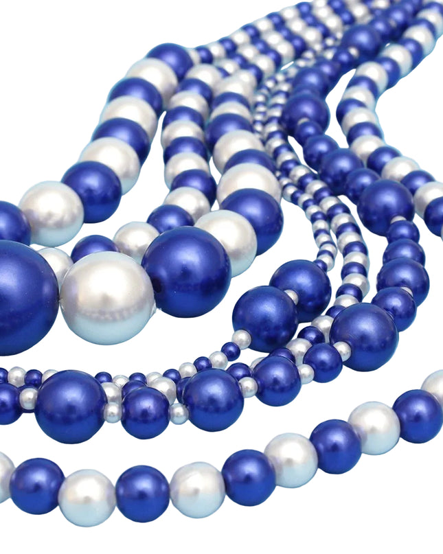 ZPB Sorority Blue White 7 Strand Pearl Necklace