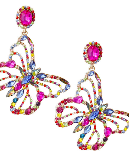 XLarge Multi Stone Butterfly Clip-On Earrings